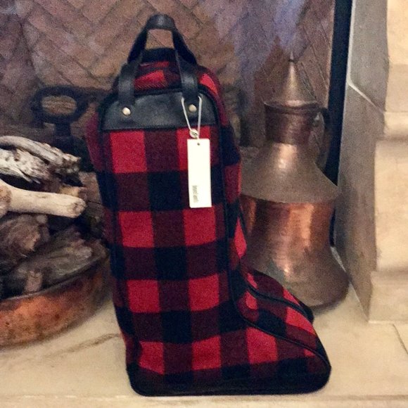 Bonfanti Borse Buffalo Plaid Wool Boot Bag